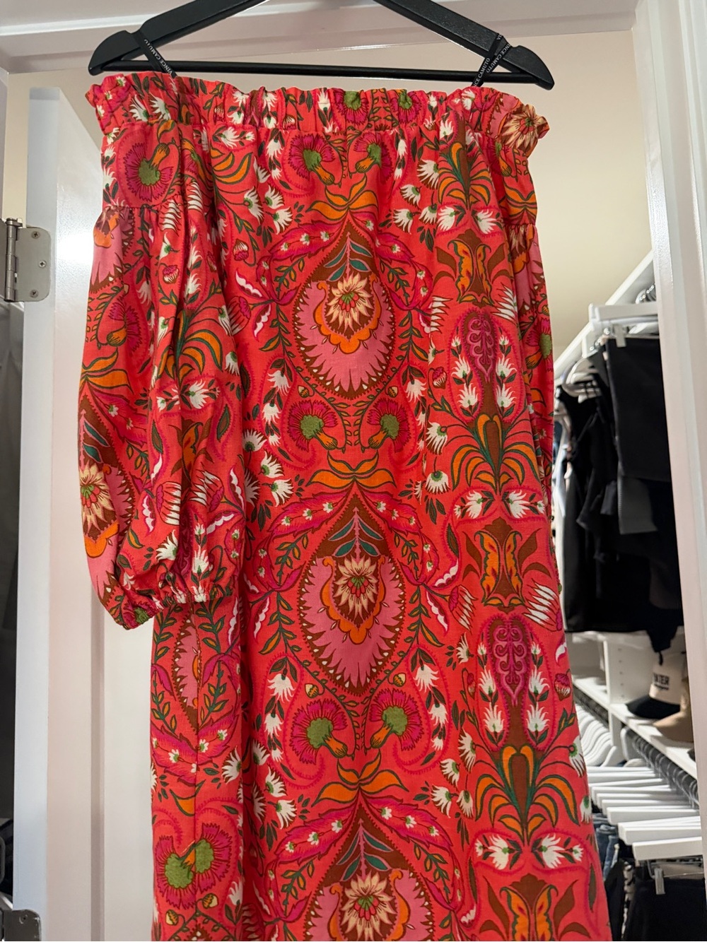 Vince Camuto One-Shoulder Maxi Dress in Coral Pink Floral Paisley